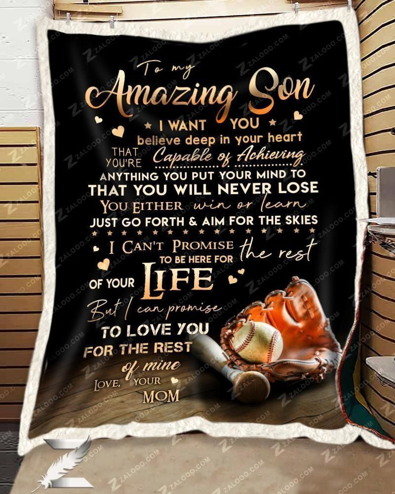Custom Fleece Blanket - For Son From Mom - Baseball - You Will Never Lose