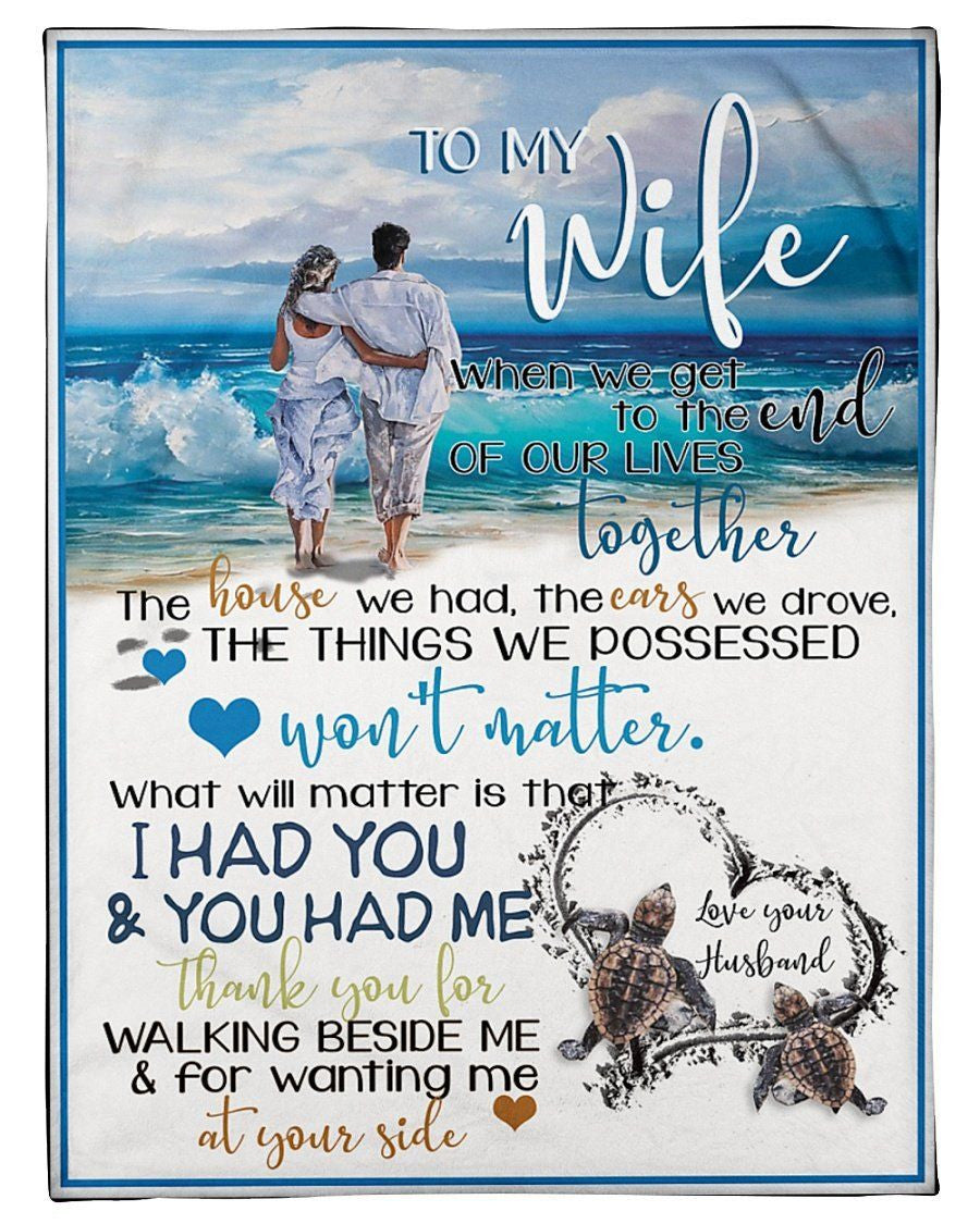 Thank You For Walking Beside Me Lovely Message Gifts For Wife Fleece Blanket