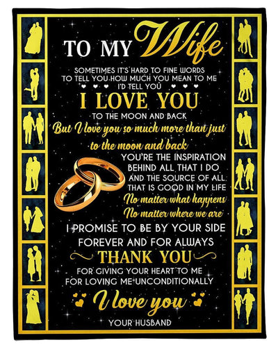 Husband Gift To Wife I Love You To The Moon And BackFleece Blanket Shepra Blanket