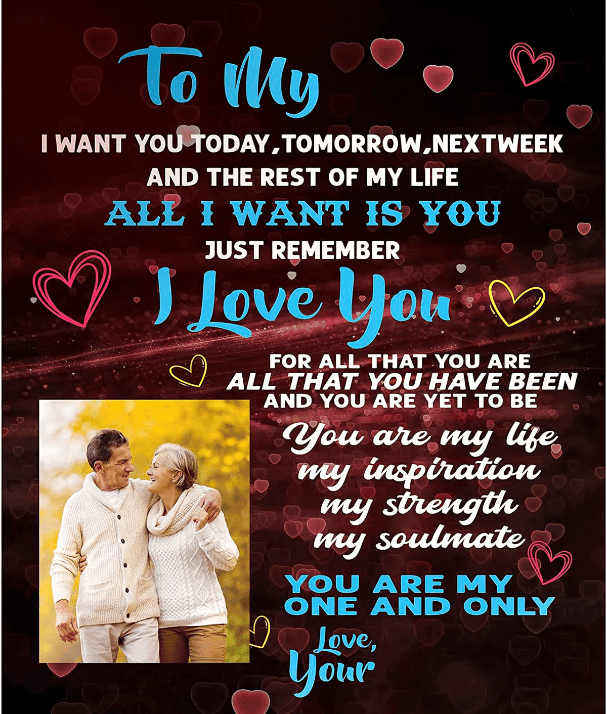 To My Wife Couple Throw Blanket Custom Name Photo Date Gifts for Wife
