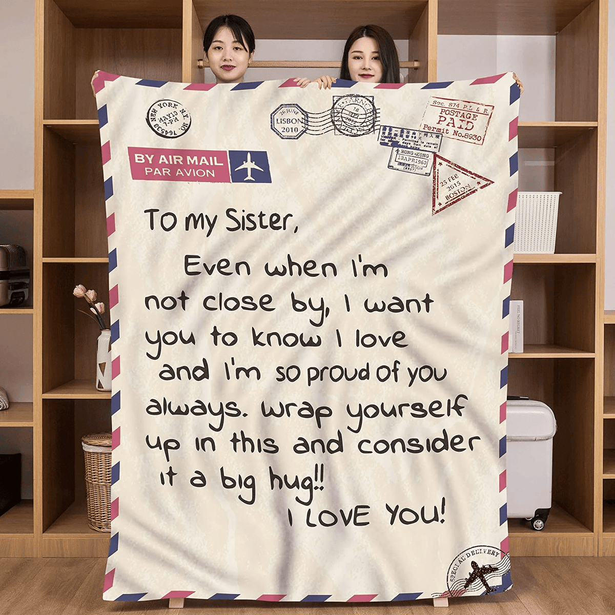 Love Letter To Sister Blanket Birthday Gifts From Sister Blanket Personalized Custom Throw Blankets (To My Sister White)