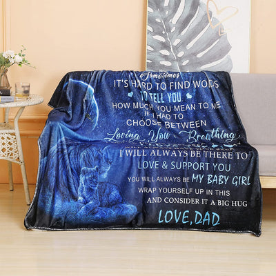 To My Daughter Blanket From Dad Daughter Gift Lion Father Throw Blanket Gift Super Soft Cozy Flannel Blanket For Bed Sofa Birthday Christmas Thanksgiving (To DaughterDad)