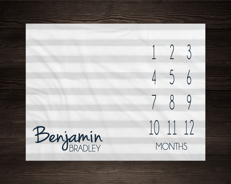 Boy Milestone Blanket Month Blanket Baby Baby Growth Tracker Soft Fleece Blanket Baby Shower Newborn Gift Blanket Watch