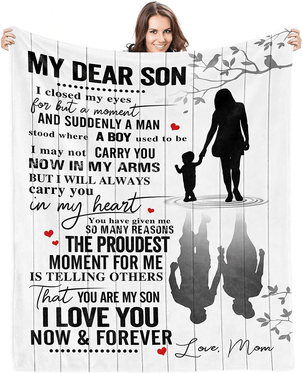 Gifts For Son From Mom Personalized Boys For Him Birthday Gifts To My Son Blanket From Mom Love Son Letters Printed Soft Flannel Fleece Blanket For Bed Couch