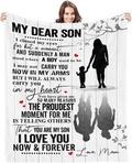 Gifts For Son From Mom Personalized Boys For Him Birthday Gifts To My Son Blanket From Mom Love Son Letters Printed Soft Flannel Fleece Blanket For Bed Couch