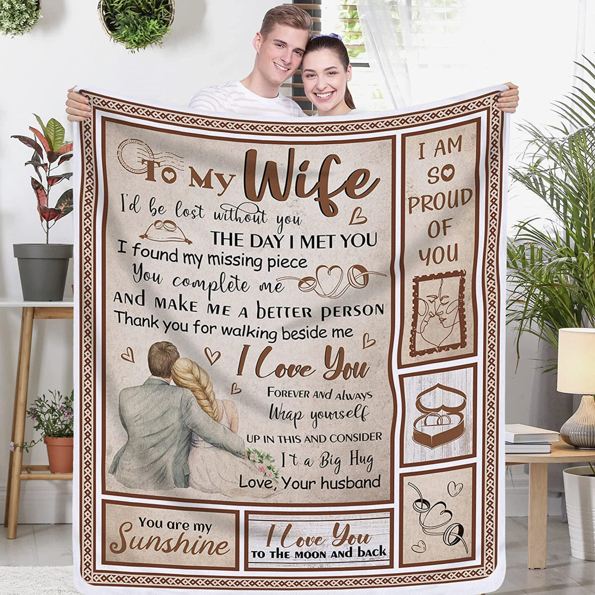 to My Wife Soft Throw Blanket, Wife Gifts from Husband for Anniversary, Romantic Gifts for Wife
