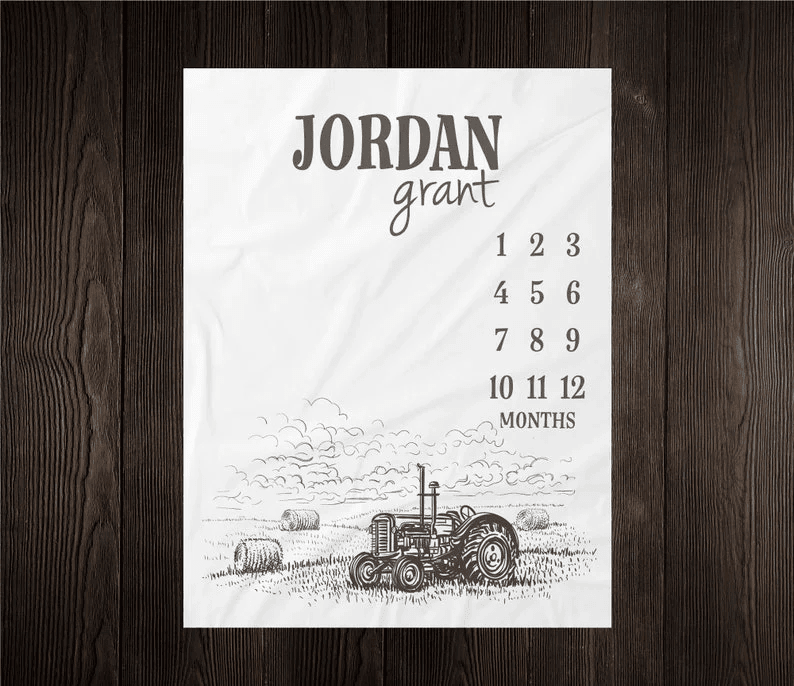 Tractor Milestone Blanket Month Blanket Baby Growth Tracker Soft Blanket Baby Shower Gift Newborn Boy Blanket Watch Me
