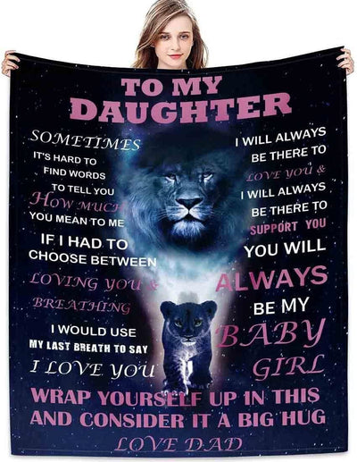 Daughter Gift from Dad Birthday Gifts from Lion Father Blanket to My Daughter