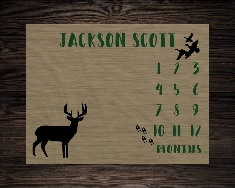Hunting Baby Milestone Blanket Month Blanket Baby Growth Tracker Fleece Blanket Baby Newborn Gift Baby Boy Rustic