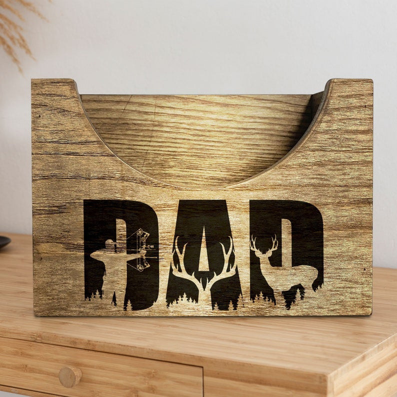 Dad Hunting Wooden Hat Holder, Wood Hat Box, Baseball Hat Holder, Cap Organizer, Cap Stand, Fathers Day Gift, Birthday Gift For Dad, Grandpa