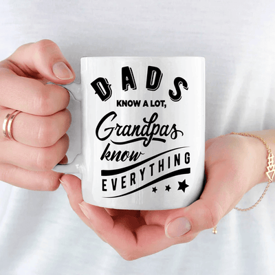 Dads Knows A Lot Grandpa's Know Everything, Mug For Grandpa Gift For Father's Day Ceramic Coffee Mug For Grandpa From Grandkids Gift For Him