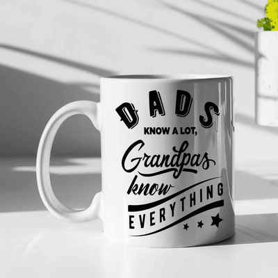 Dads Knows A Lot Grandpa's Know Everything, Mug For Grandpa Gift For Father's Day Ceramic Coffee Mug For Grandpa From Grandkids Gift For Him