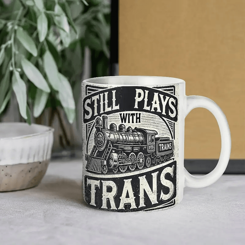 Train-Themed 11oz Ceramic Mug Perfect for Train Lovers