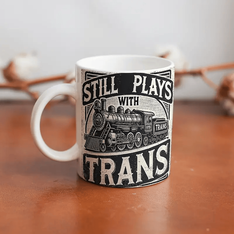 Train-Themed 11oz Ceramic Mug Perfect for Train Lovers
