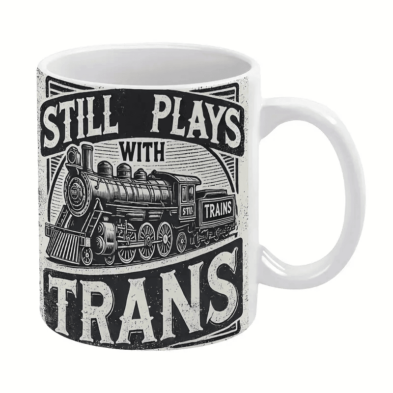 Train-Themed 11oz Ceramic Mug Perfect for Train Lovers