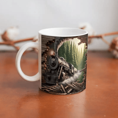 Train Cartoon Ceramic Mug - Durable Drinkware for Coffee, Tea - Ideal for Birthday and Holiday Gifts
