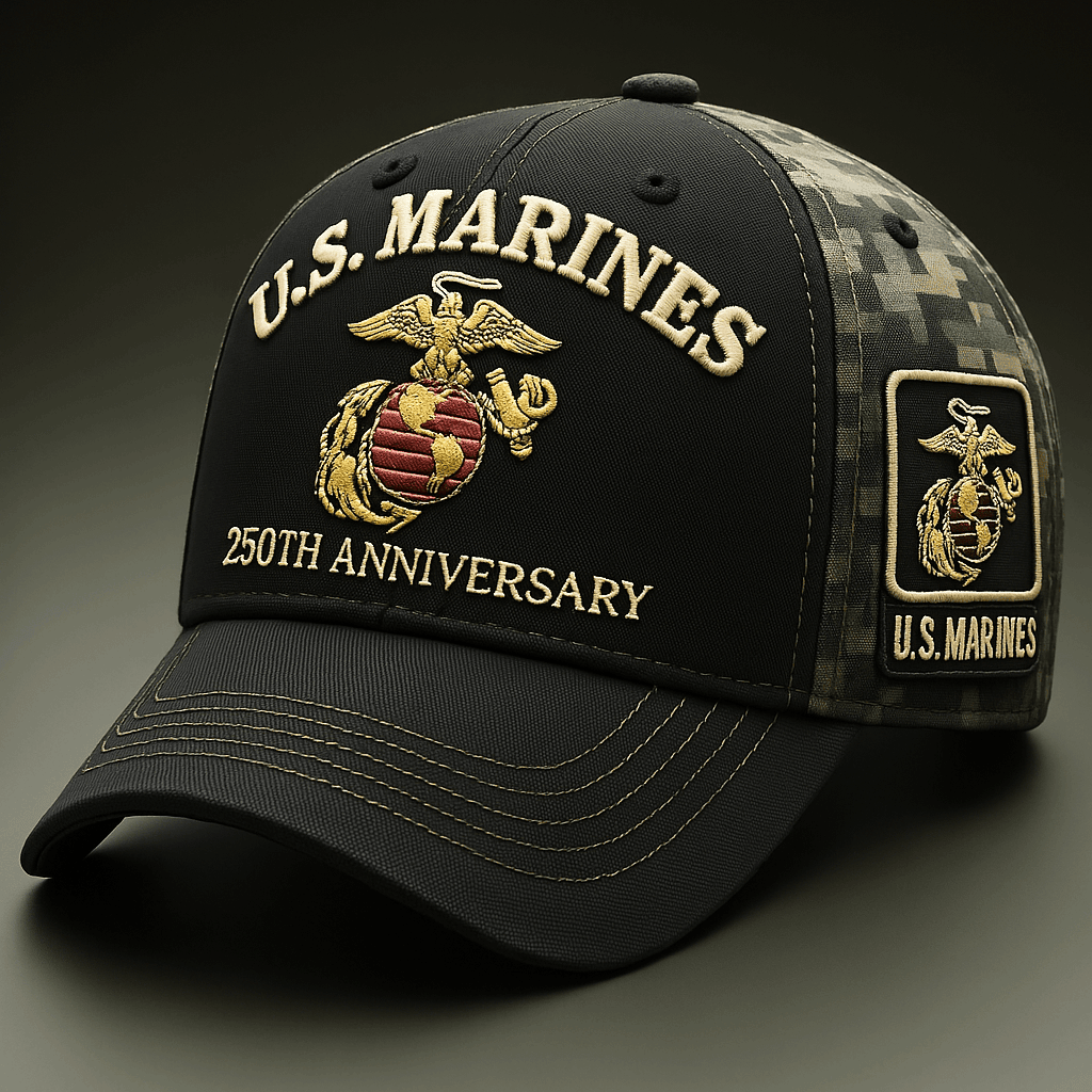 U.S. Marines 250th Anniversary Tribute Embroidered 3D Cap - Gift for Him
