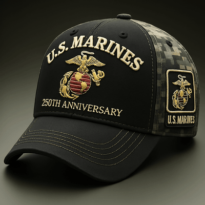 U.S. Marines 250th Anniversary Tribute Embroidered 3D Cap - Gift for Him