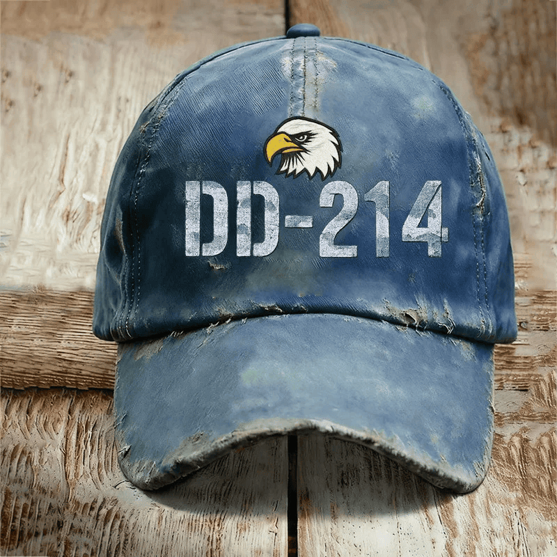 DD-214 Veteran Hat, Military Dad Cap, Distressed Eagle Baseball Cap, US Navy Air Force Veteran Gift