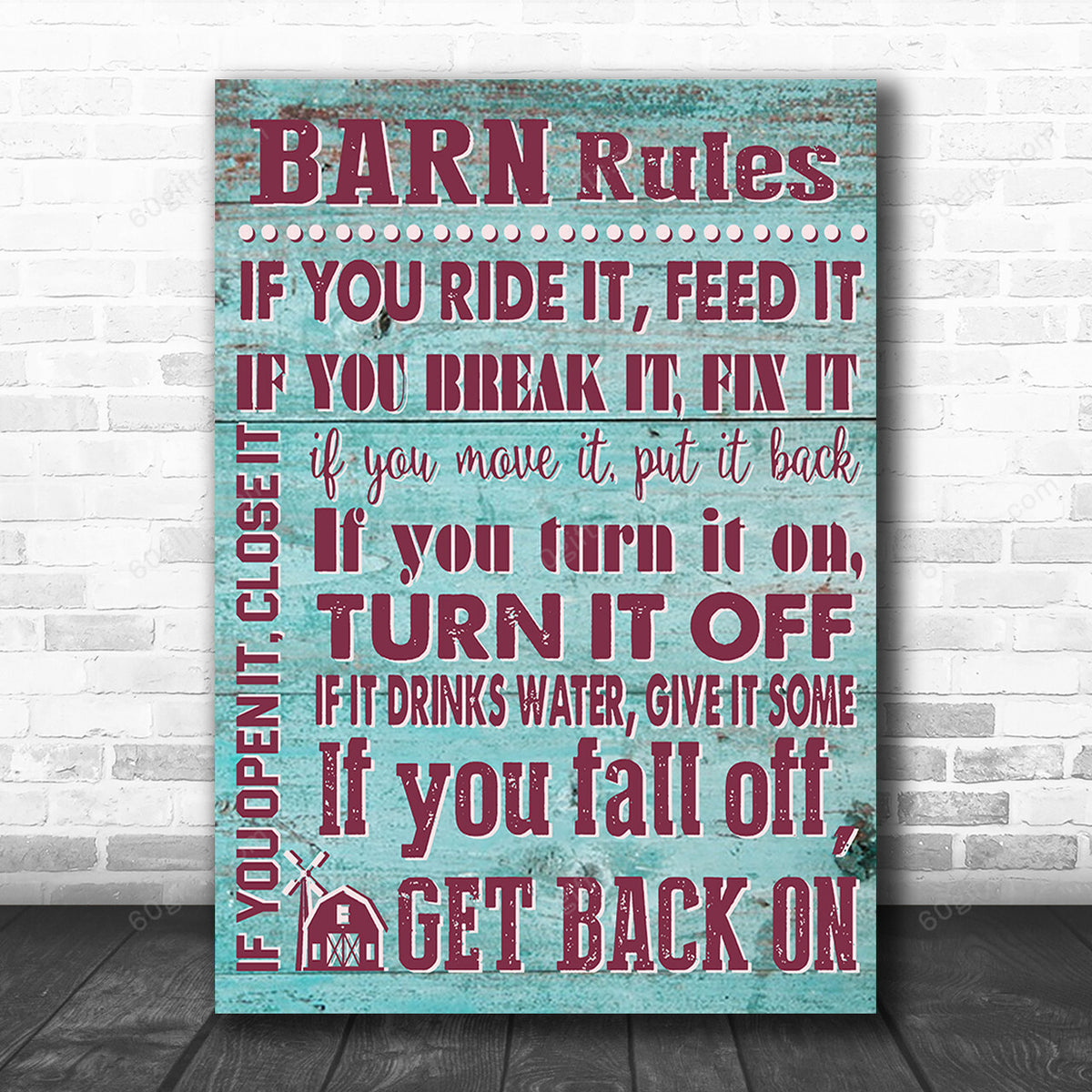Inspirational & Motivational Housewarming Gift Barn Rules Farm Canvas Print Farmhouse Decor