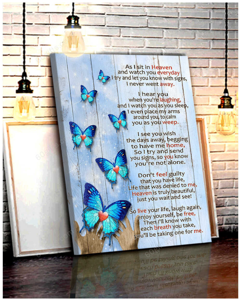 Personalized Name Housewarming Gifts In Heaven Butterfly Poem Customized Memorial Decor Canvas Print