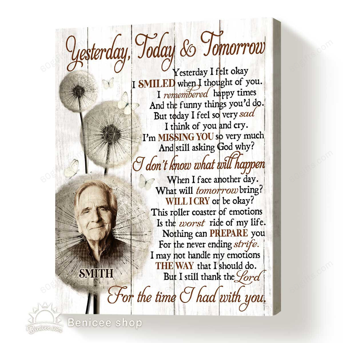 Personalized Name And Photo Housewarming Gifts Yesterday Today and Tomorrow Customized Memorial Decor Canvas Print