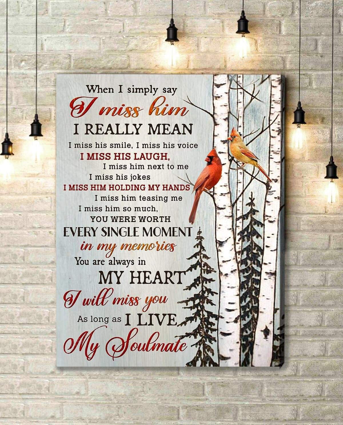 Personalized Name Housewarming Gifts My Soulmate Customized Memorial Decor Cardinal Canvas Print