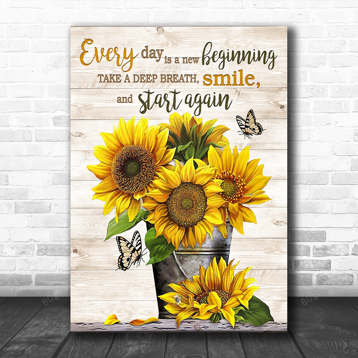 Office Sign, Office Desk Decor, Office Space Sign, Coworker Gift Every Day Is A New Beginning Sunflower Canvas Print Office Decor