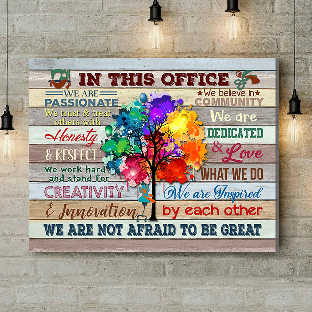 Office Sign, Office Desk Decor, Office Space Sign, Coworker Gift In This Office Not Afraid To Be Great Sailor Fashion Canvas Print Office Decor