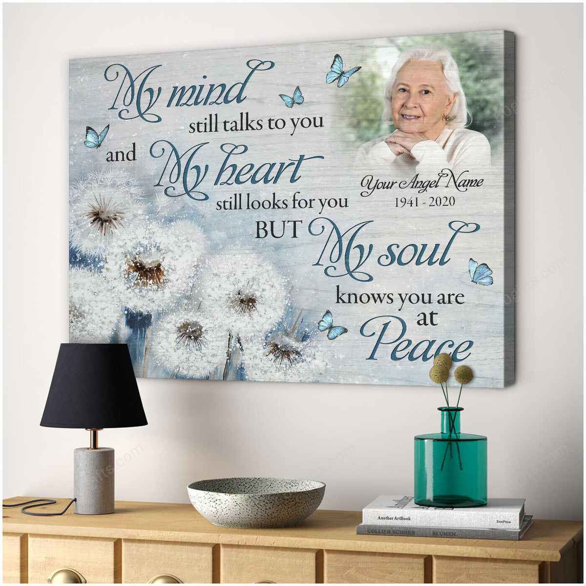 Personalized Photo Housewarming Gifts My Mind Customized Memorial Decor Dandelion Canvas Print