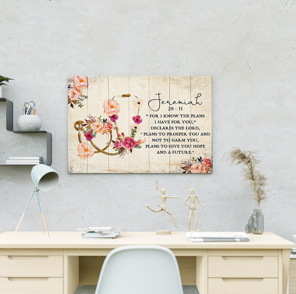 Office Sign, Office Desk Decor, Office Space Sign, Coworker Gift Nurse Jeremiah 29:11 Canvas Print Office Decor