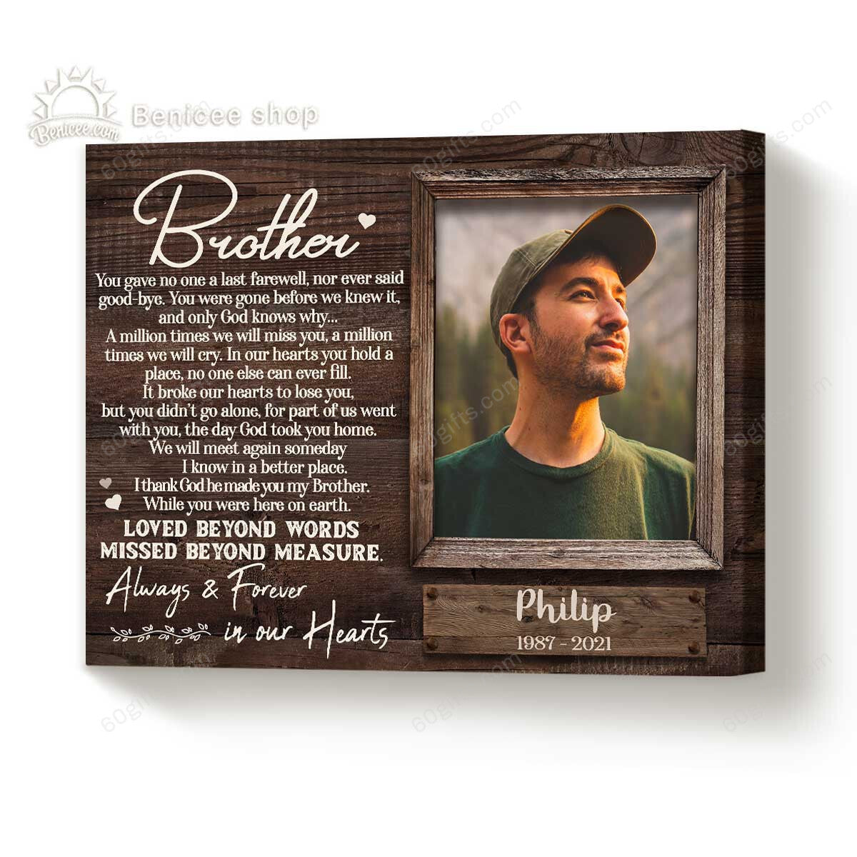 Personalized Name And Photo Housewarming Gifts In Our Hearts Customized Memorial Decor Canvas Print