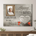 Personalized Photo Housewarming Gifts Always On My Mind Customized Memorial Decor Cardinal Canvas Print