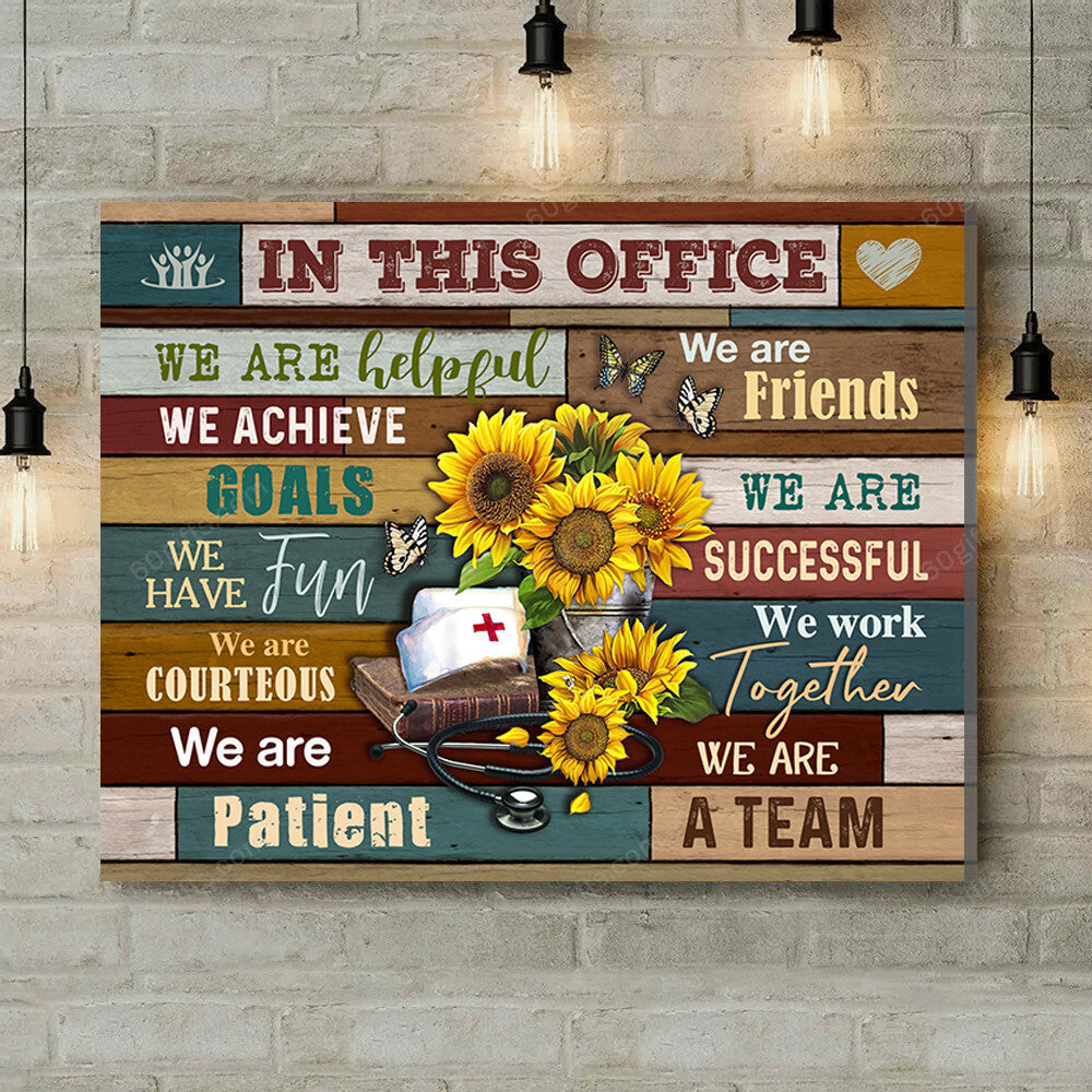 Office Sign, Office Desk Decor, Office Space Sign, Coworker Gift We are a team Nurse Canvas Print Office Decor