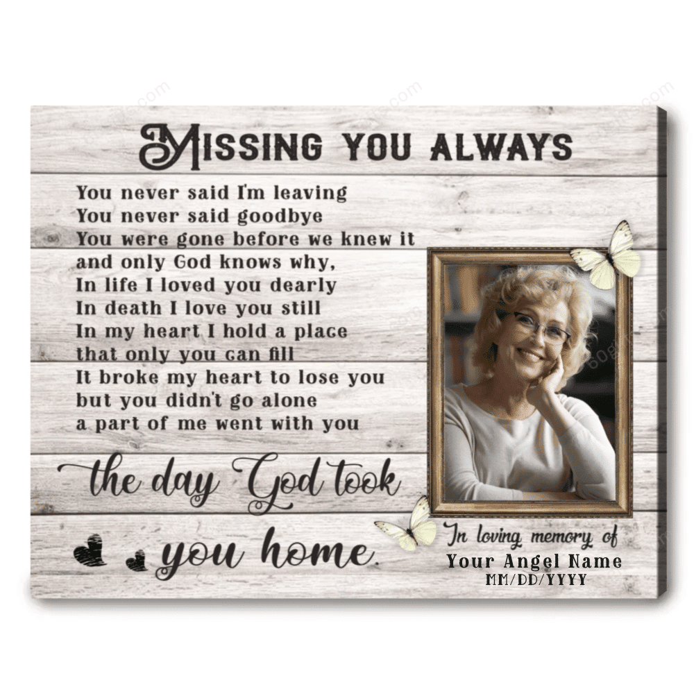 Personalized Photo Housewarming Gifts Missing You Always Customized Memorial Decor Butterfly Canvas Print