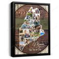 Customized Collage Photo, Maine State Map Collage Canvas Birthday Gift, Family Gift Ideas Personalized Canvas Print Frames