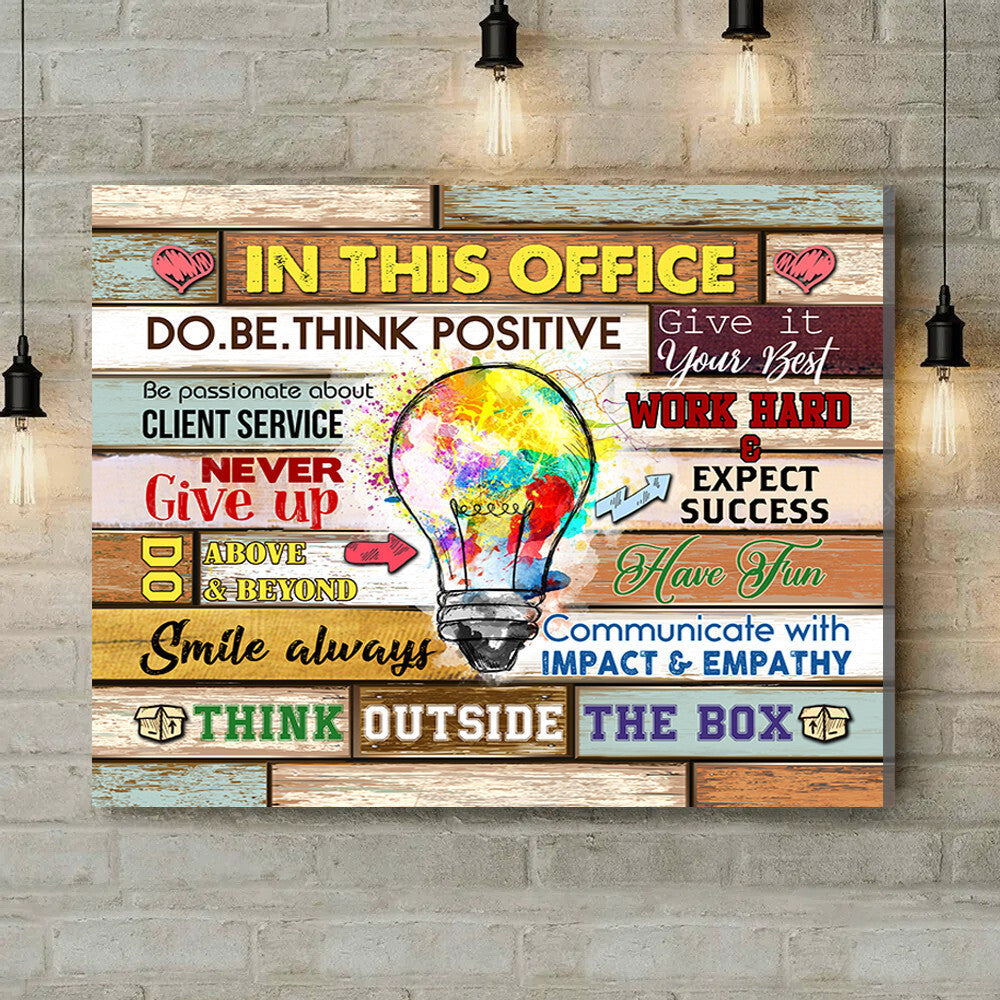 Office Sign, Office Desk Decor, Office Space Sign, Coworker Gift In This Office Think Outside The Box Canvas Print Office Decor