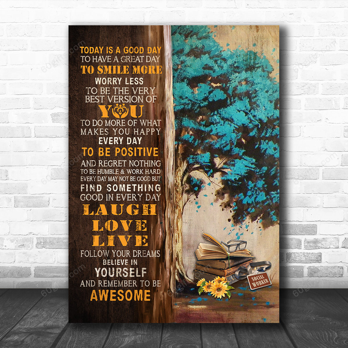 Office Sign, Office Desk Decor, Office Space Sign, Coworker Gift Today Is A Good Day Social Worker Canvas Print Office Decor