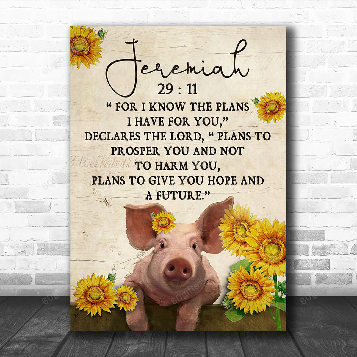 Inspirational & Motivational Housewarming Gift Jeremiah 29:11 Pig Canvas Print Farmhouse Decor