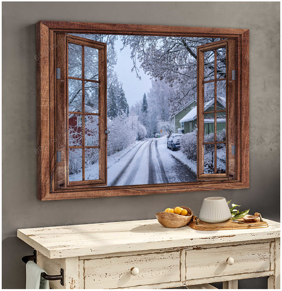 Housewarming Gifts Country Roads Through Rustic Window Canvas Print Frames