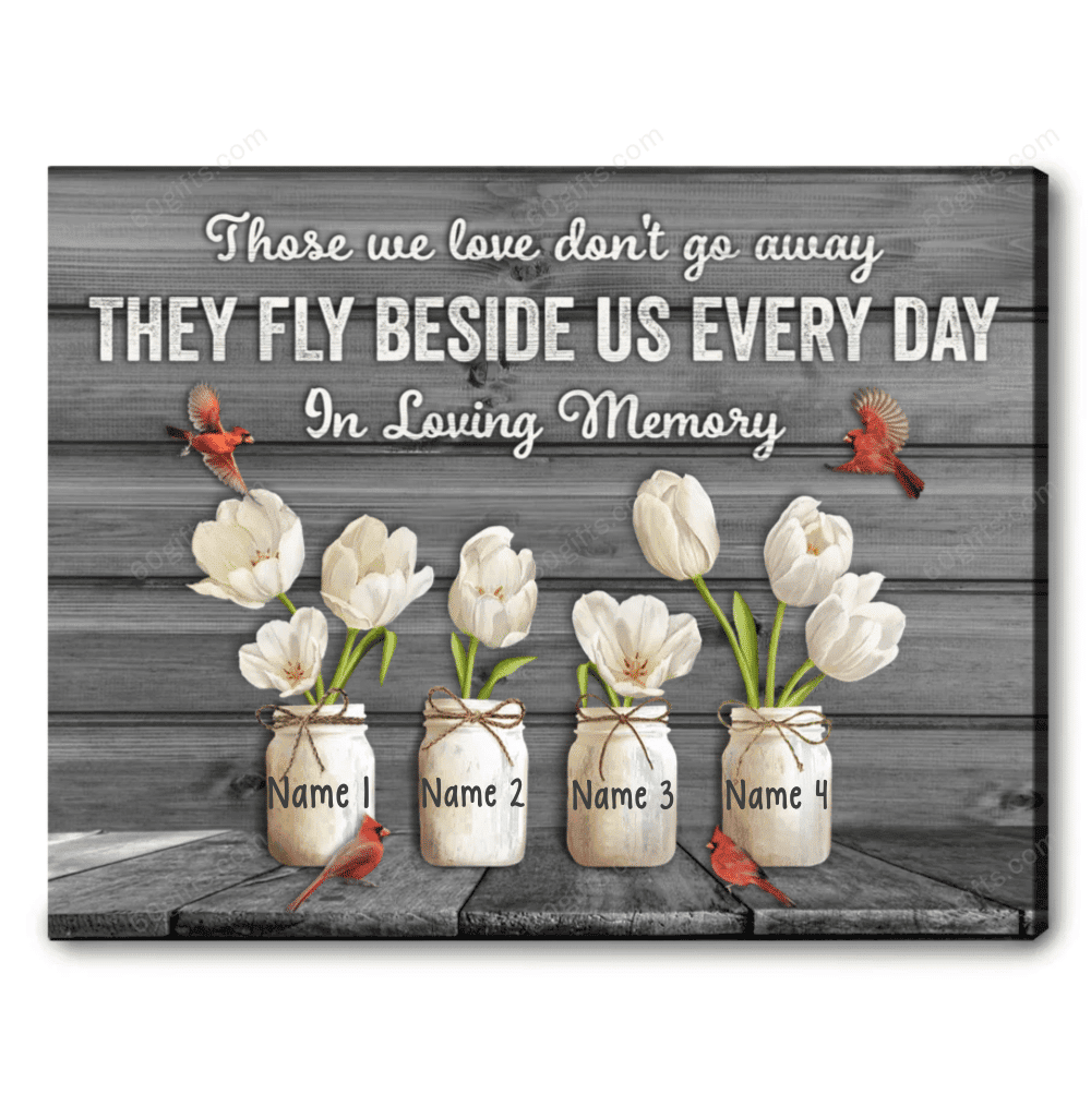 Customized Name Memorial Gifts Those We Love Cardinal Personalized Canvas Print Frames