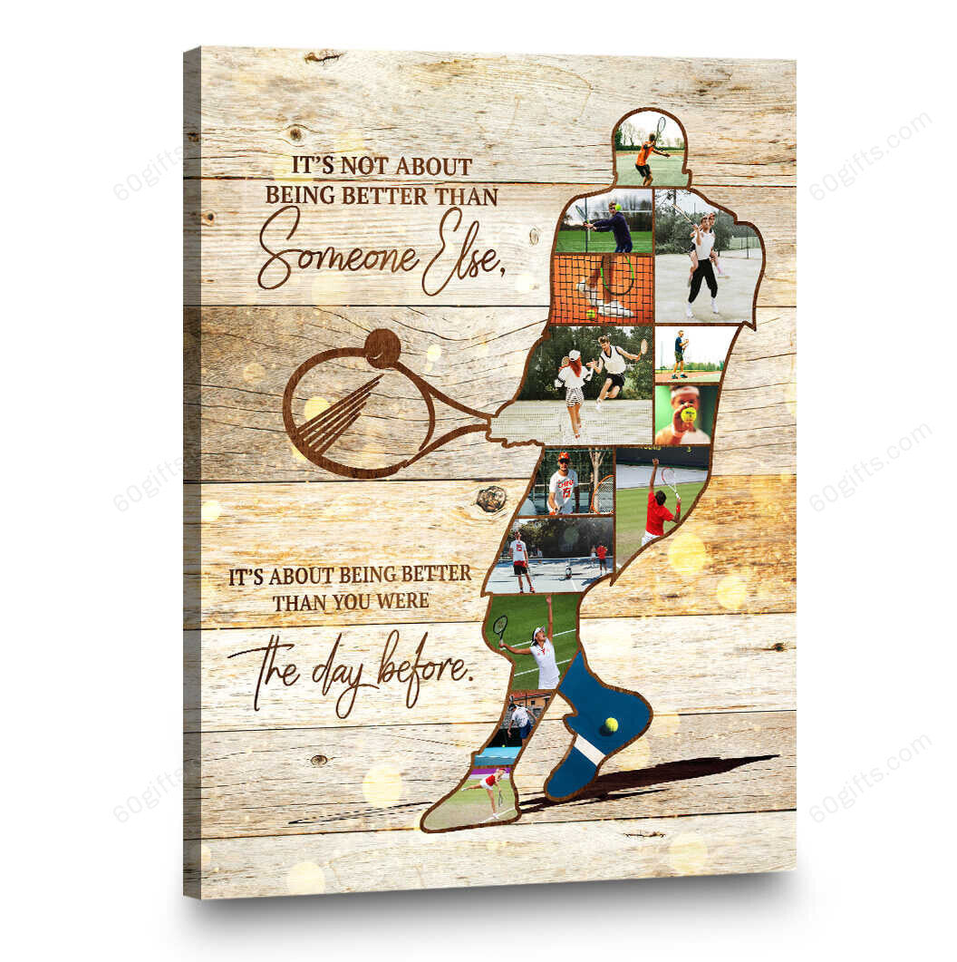 Customized Tennis Player Photo Collage Canvas Birthday Gift, Family Gift Ideas Personalized Canvas Print Frames