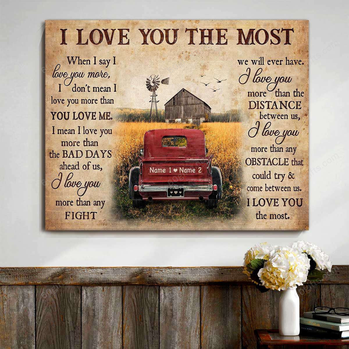 Personalized Couple Photo And Name Valentine's Day Gifts Anniversary Wedding Present I Love You Customized Canvas Print