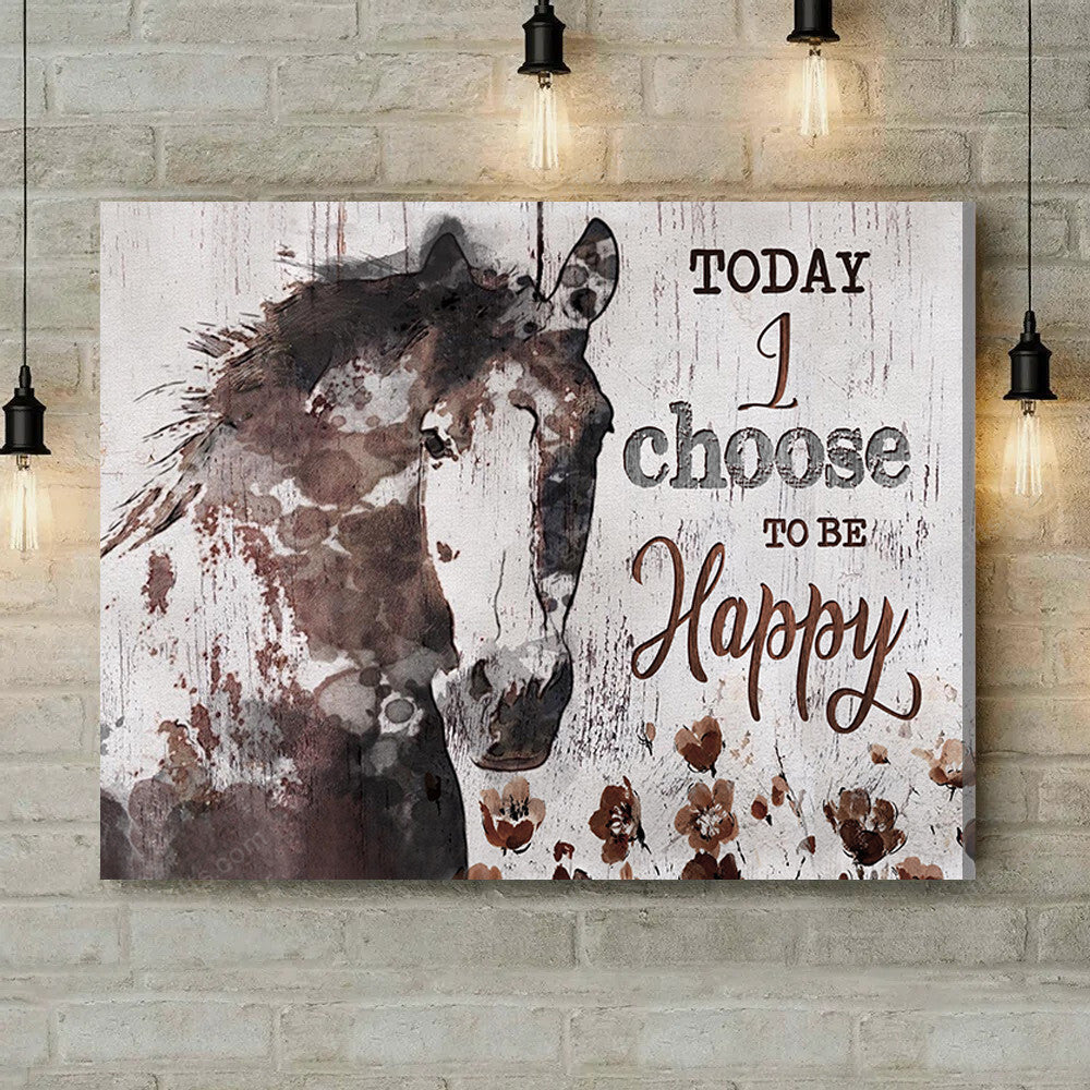Inspirational & Motivational Housewarming Gift To Be Happy Horse Canvas Print Farmhouse Decor
