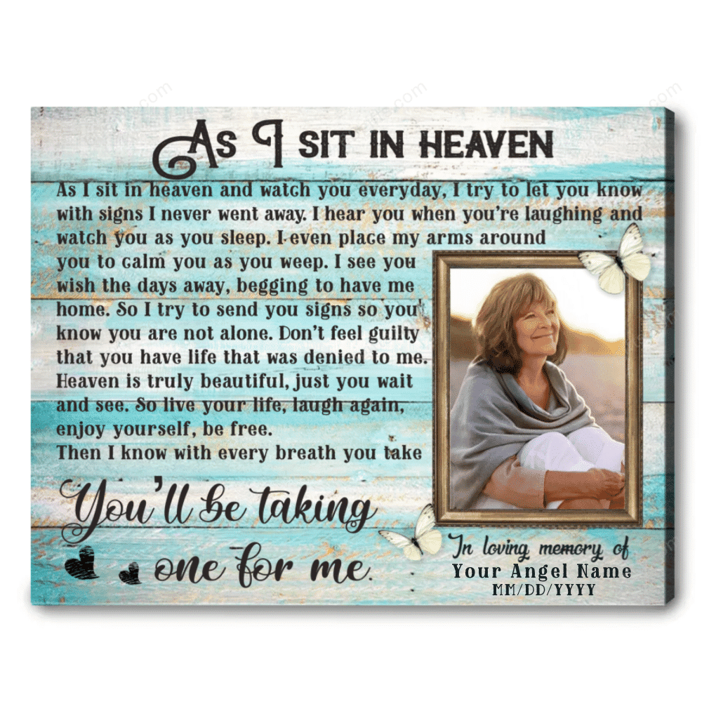 Personalized Photo Housewarming Gifts Heaven Customized Memorial Decor White Butterfly Canvas Print