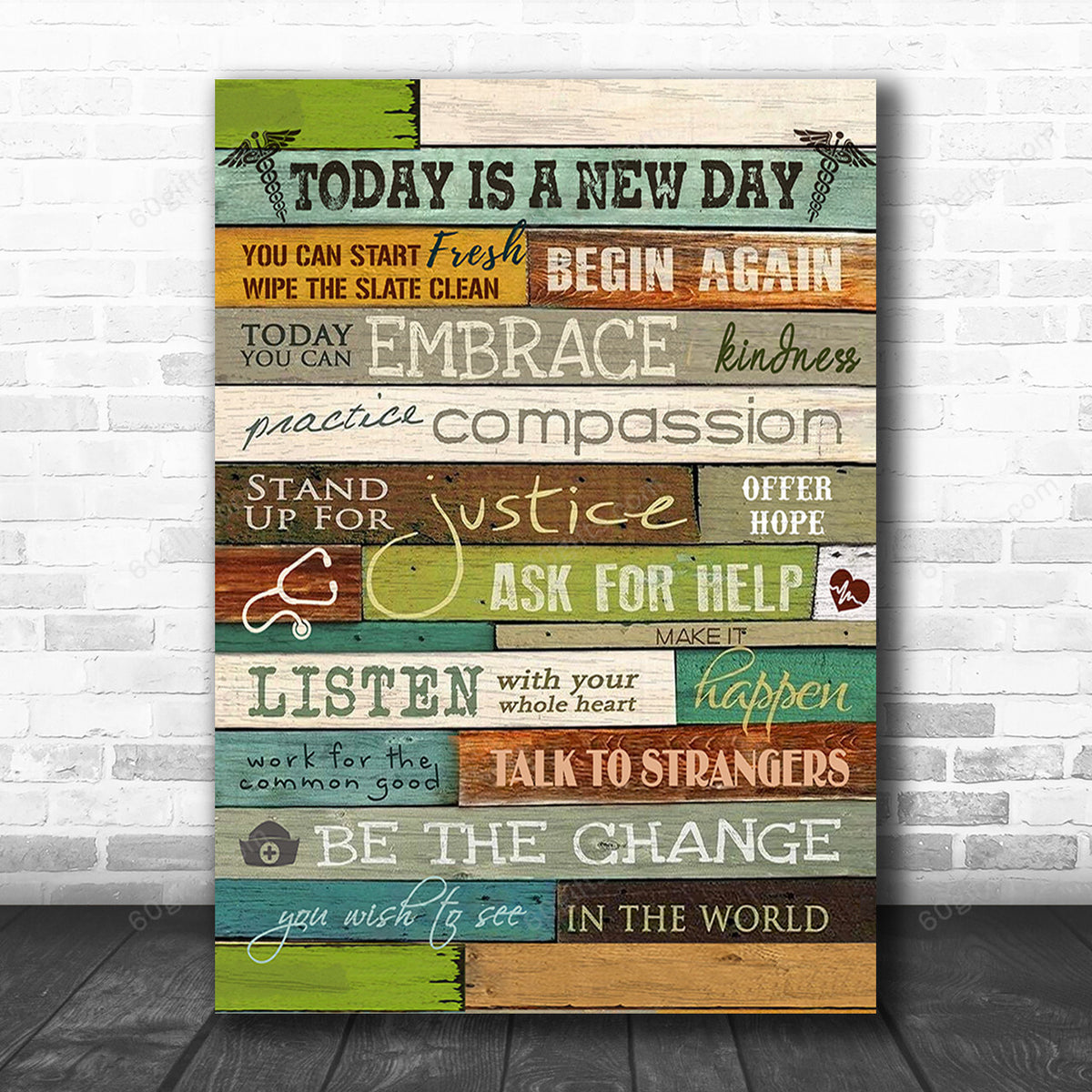 Office Sign, Office Desk Decor, Office Space Sign, Coworker Gift Today Is A New Day Nurse Canvas Print Office Decor