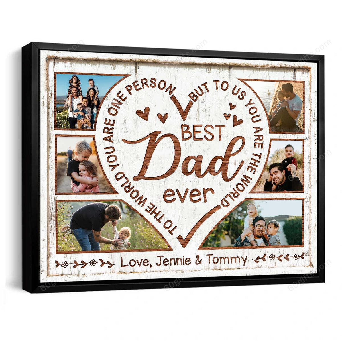 Happy Father's Day Customized Name & Photo Collage Canvas Print Birthday Gift, Family Gift Ideas For Best Dad Ever Personalized Frames