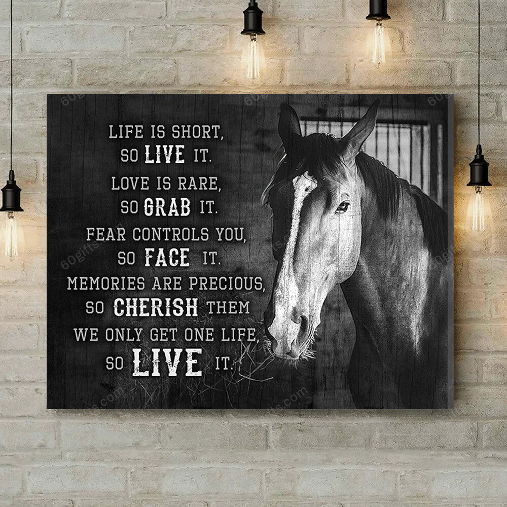 Inspirational & Motivational Housewarming Gift Life Is Horse Canvas Print Farmhouse Decor