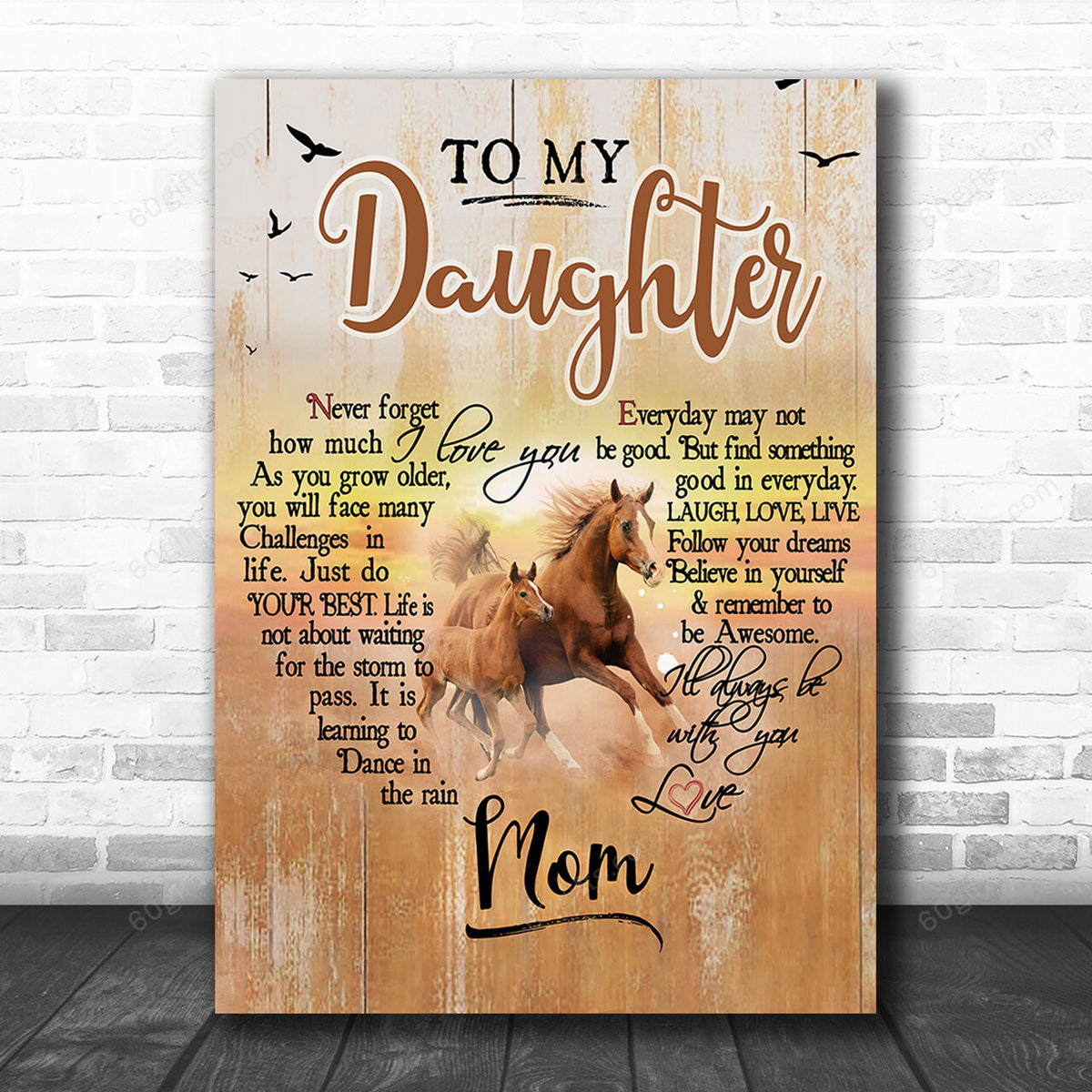 Inspirational & Motivational Housewarming Gift To My Daughter From Mom Horse Canvas Print Farmhouse Decor