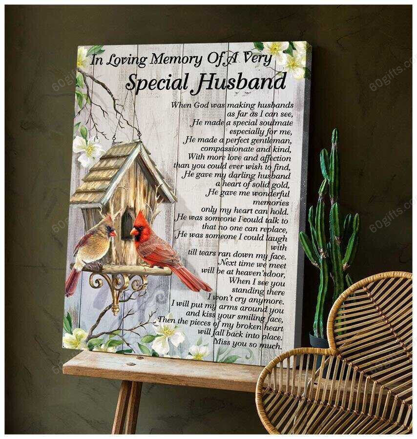 Personalized Name Housewarming Gifts Special Husband Customized Memorial Decor Cardinal Canvas Print